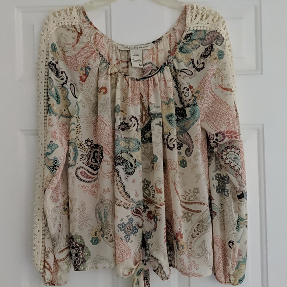 Macy's American Rag Top with Crocheted Arms